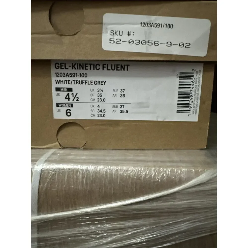 New Women's Size 6 Asics Gel-Kinetic Fluent White Truffle Grey 1203A591-100